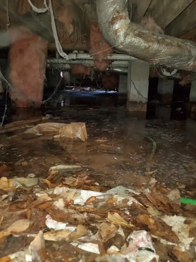 Crawl space flood assessment for Commercial Water Damage Restoration in Orange Cove